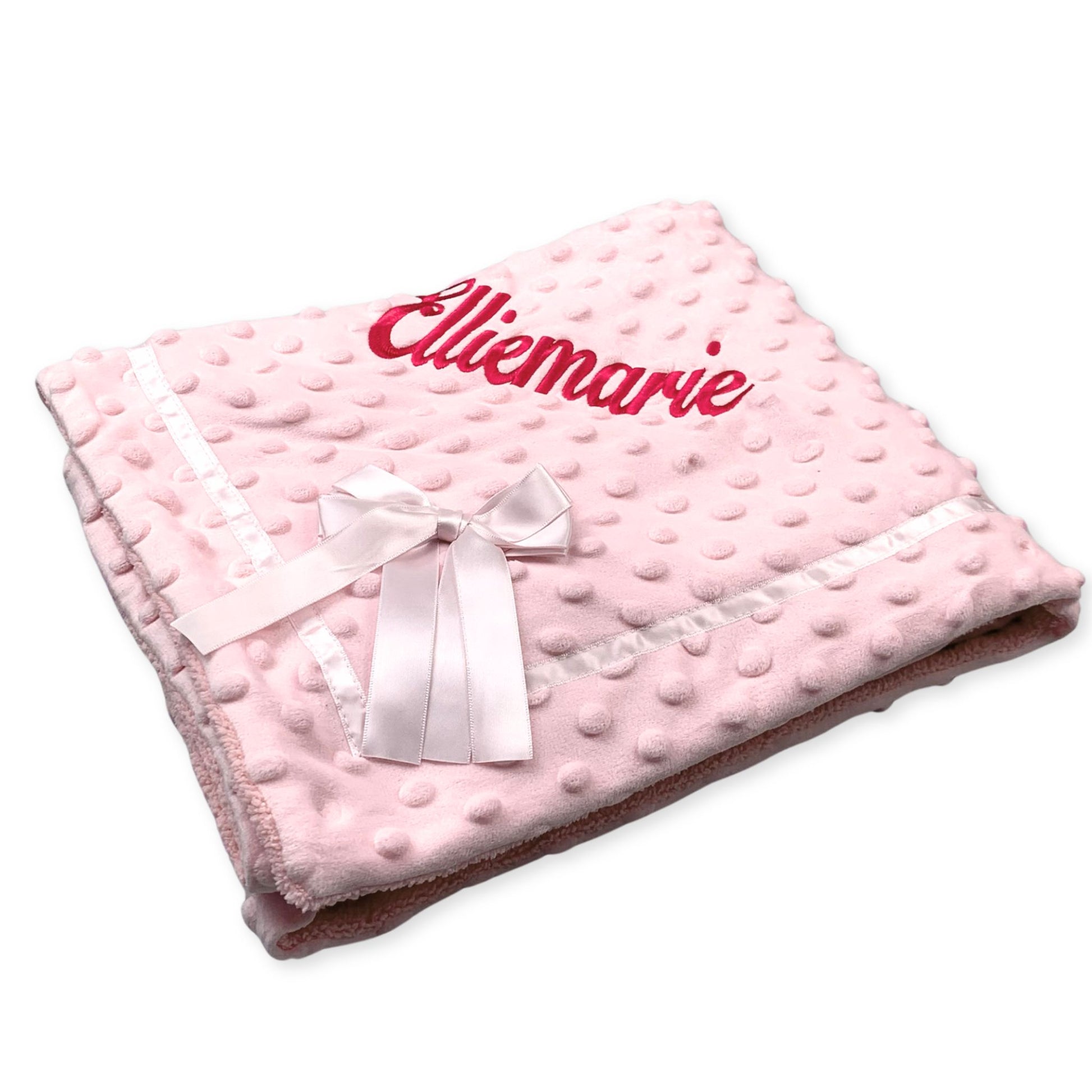 baby girls pink blanket with bow personalised 