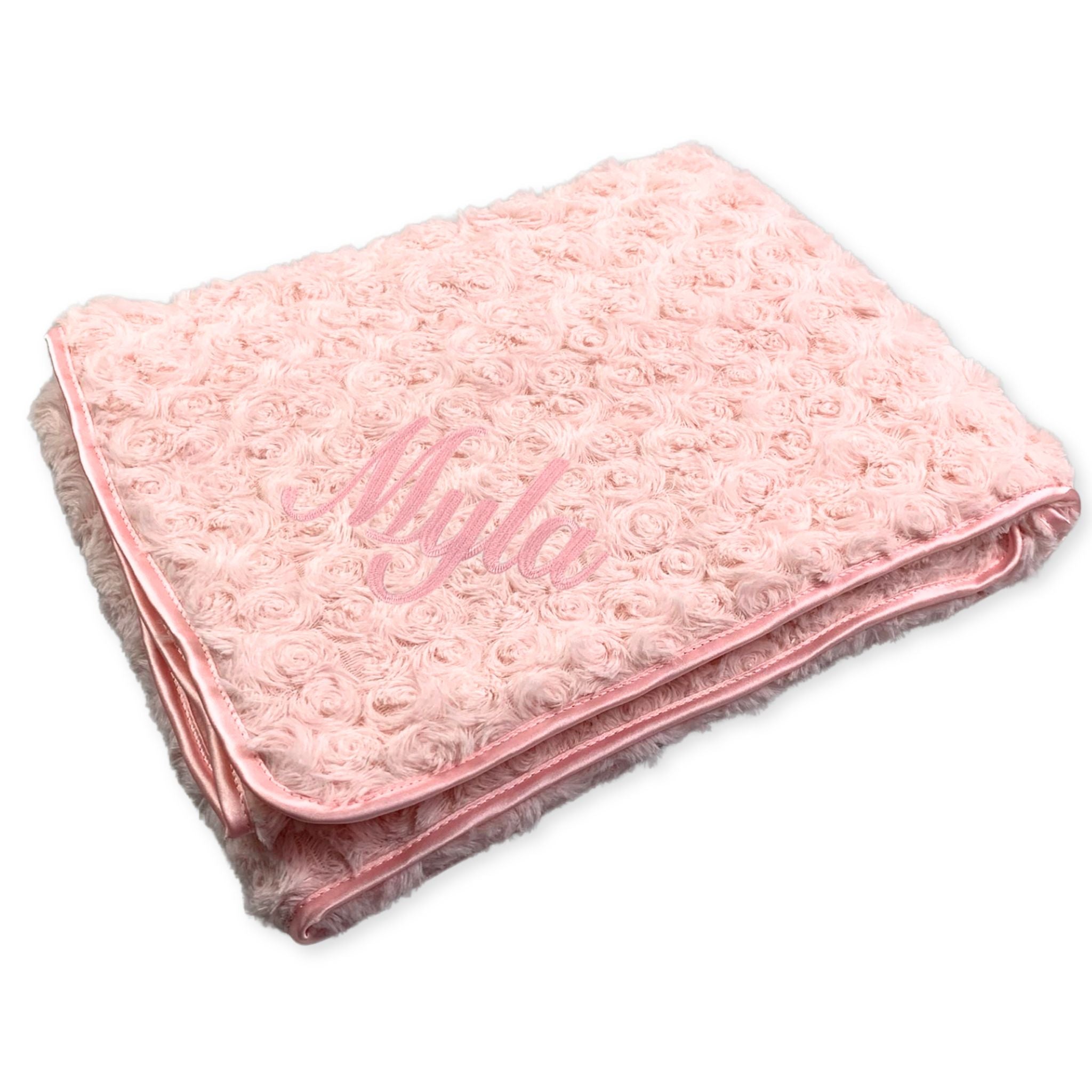 pink rosebud personalised girl blanket