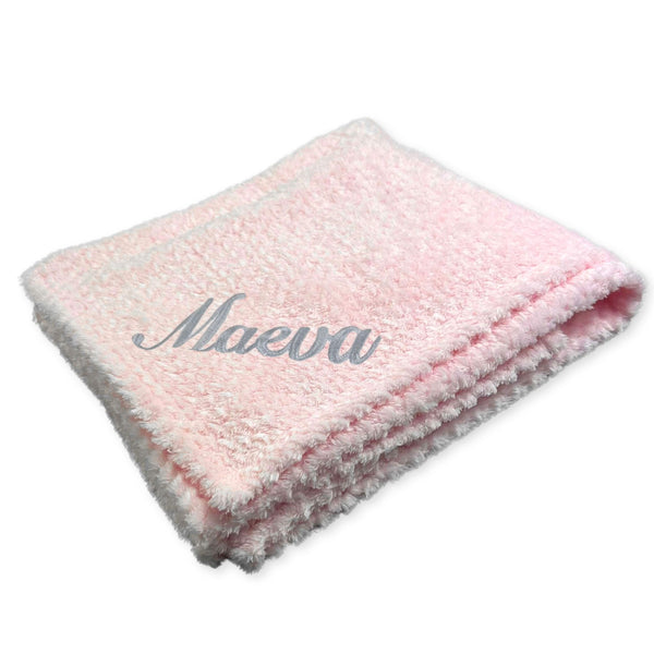 pink personalised waffle blanket