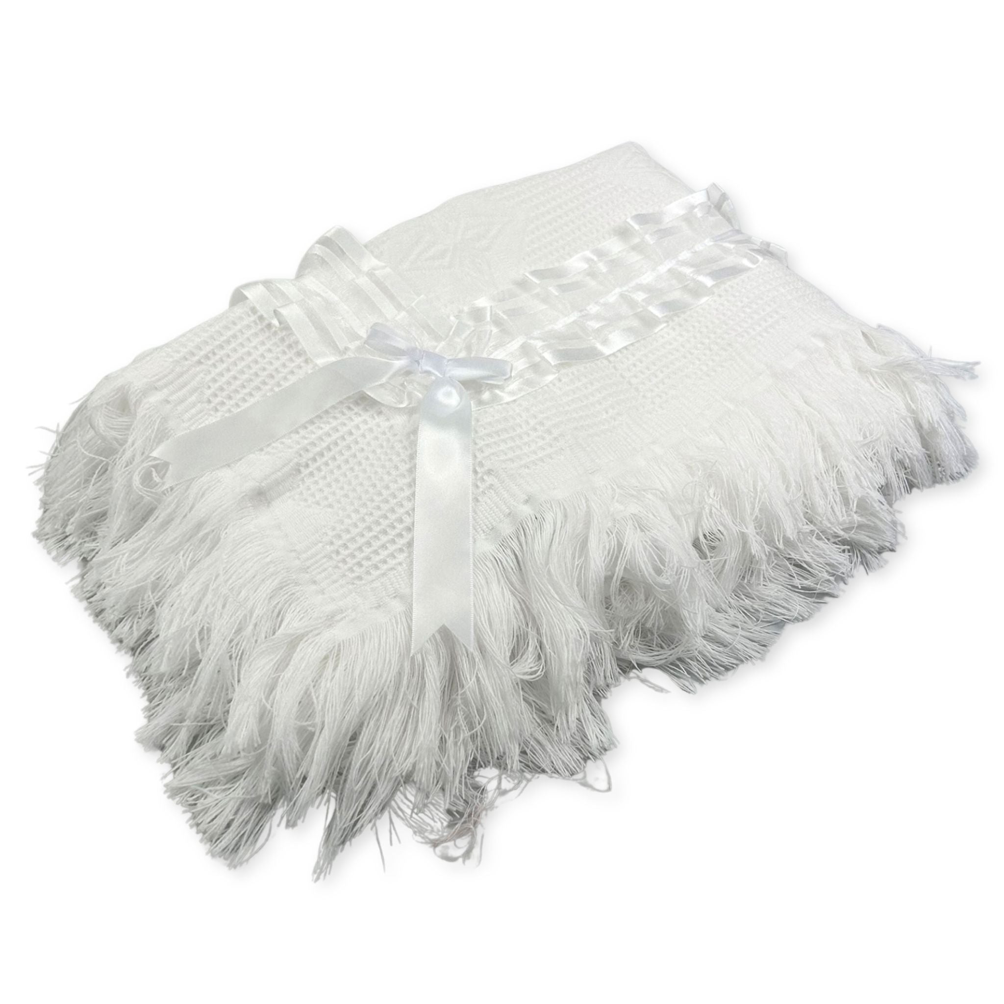 white luxury baby shawl