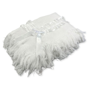 white luxury baby shawl