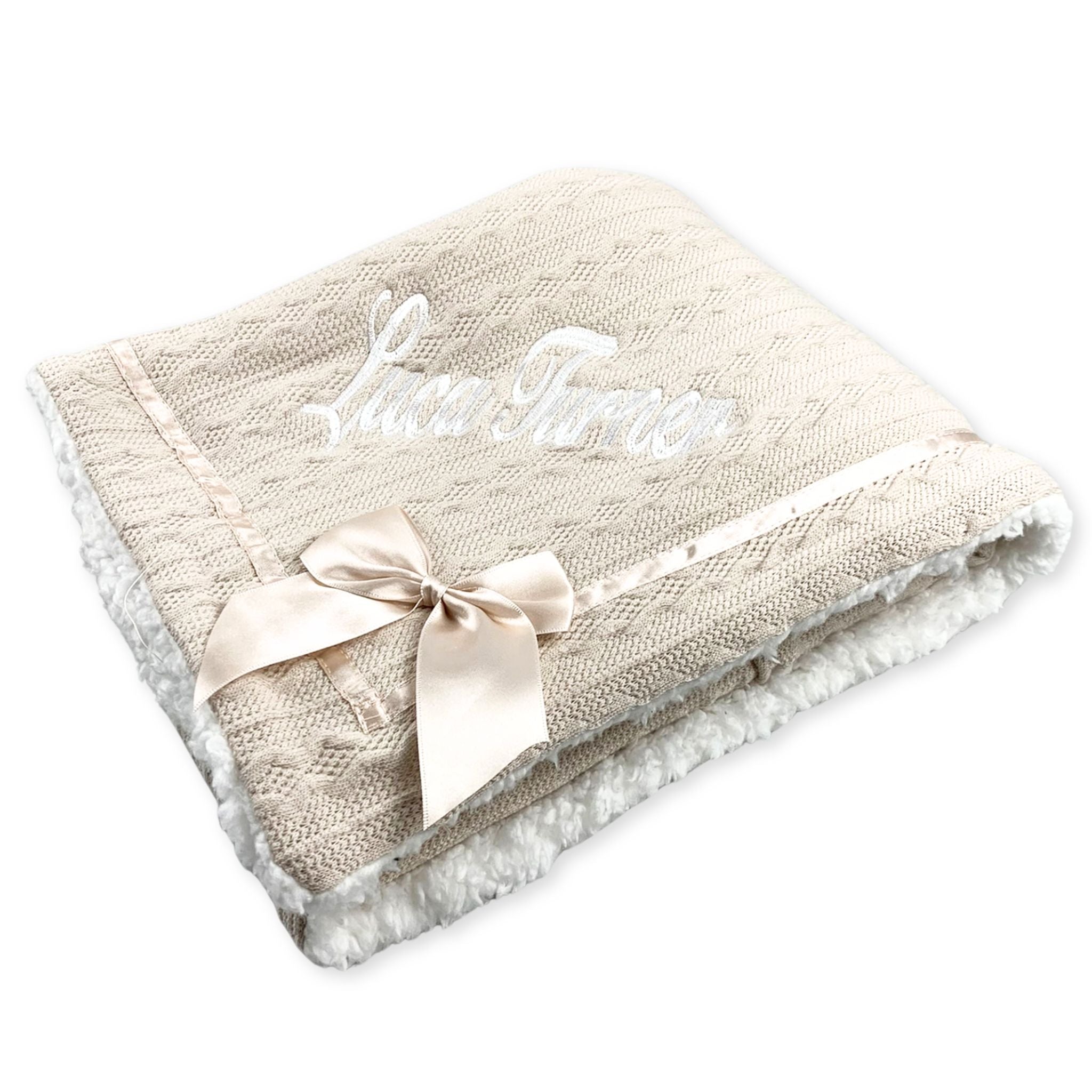 personalised beige baby blanket