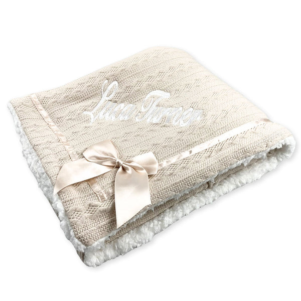personalised beige baby blanket