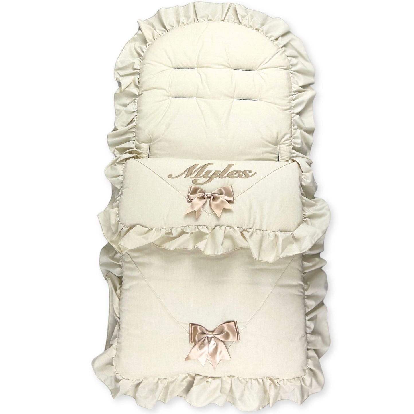 baby unisex beige two bow footmuff universal