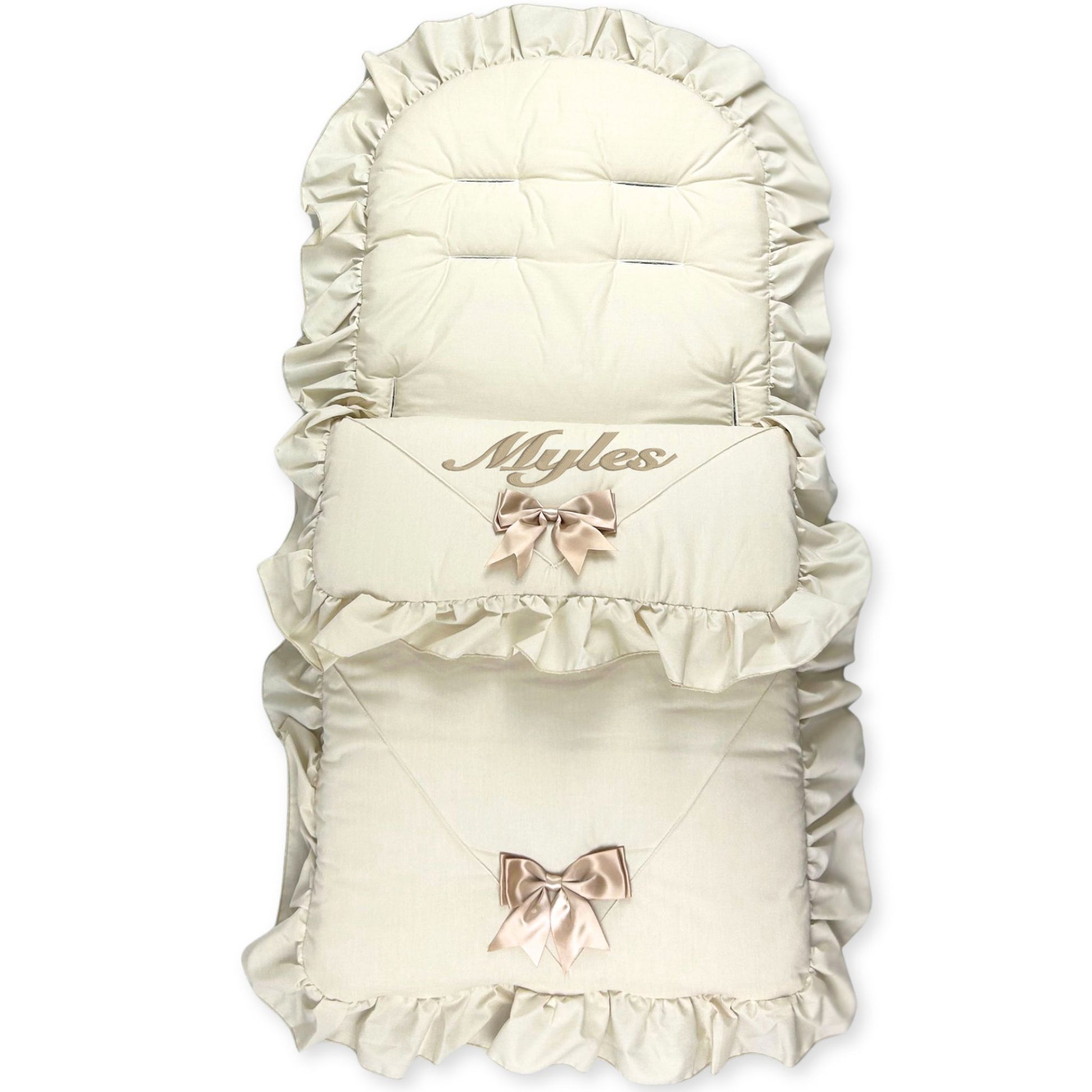 baby unisex beige two bow footmuff universal