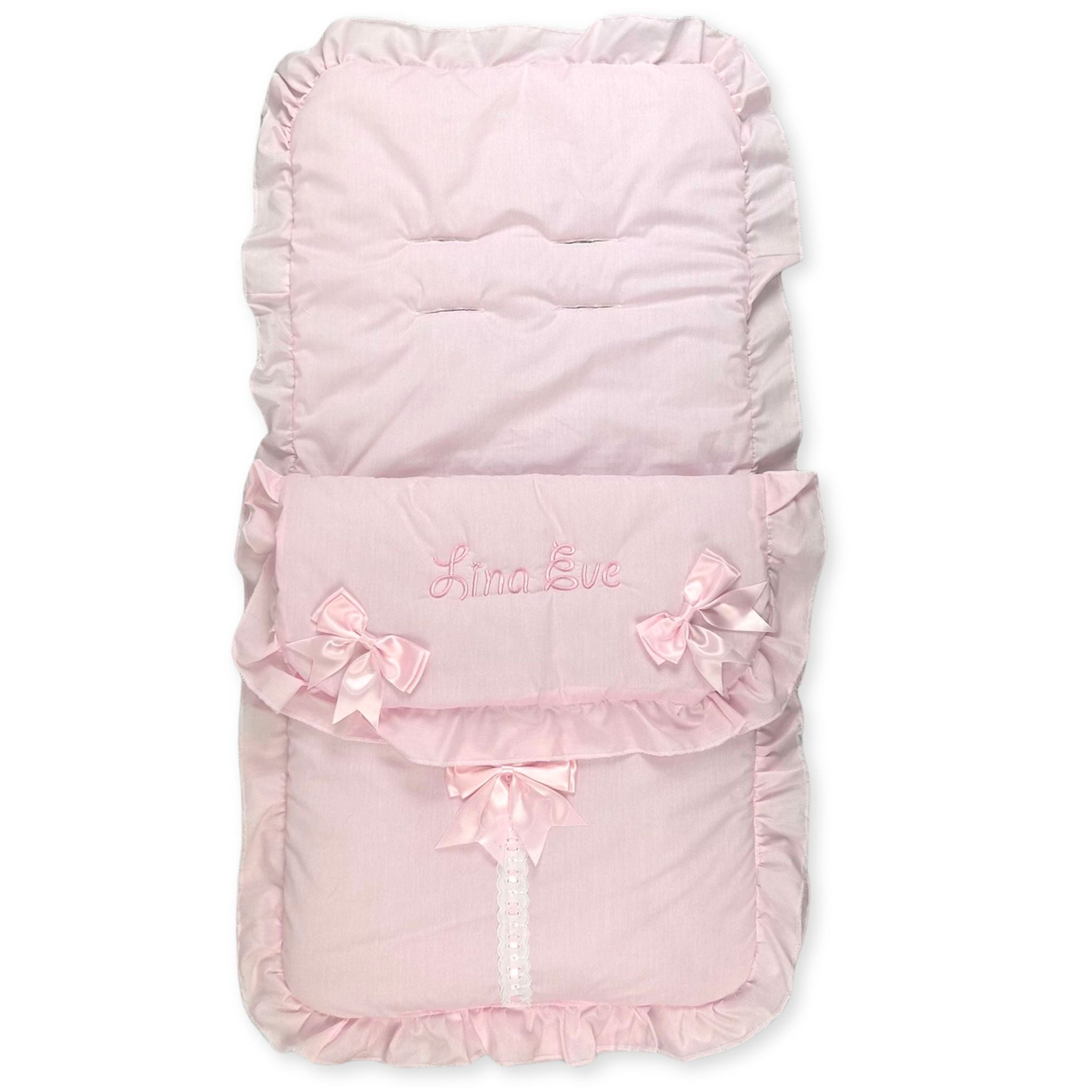 personalised baby girl pink footmuff cosytoes