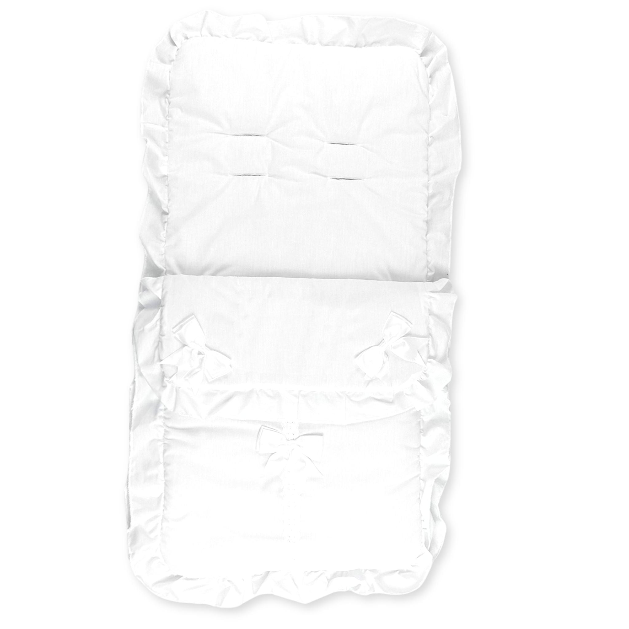 white baby unisex foot muff bows