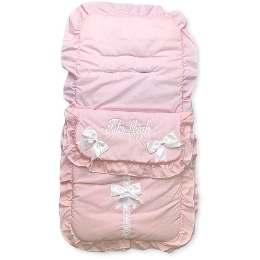 pink baby girl personalised footmuff