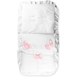 baby girls white and pink cosy toes satin bows