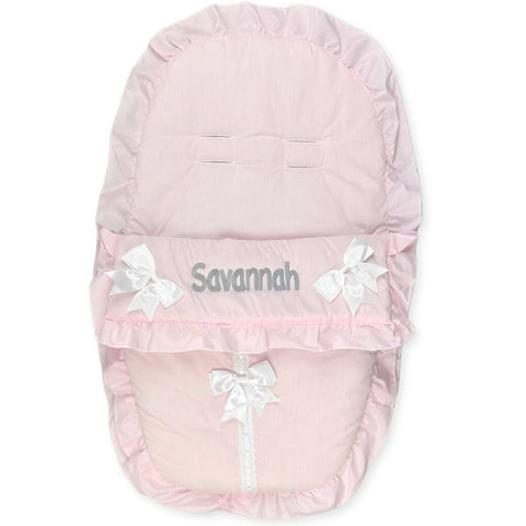 baby girls pink carseat footmuff cosytoes personalised 