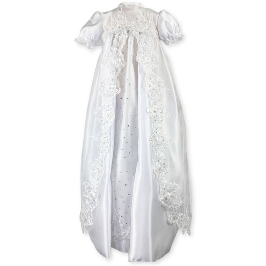 full length christening gown with bonnet in a traditional style