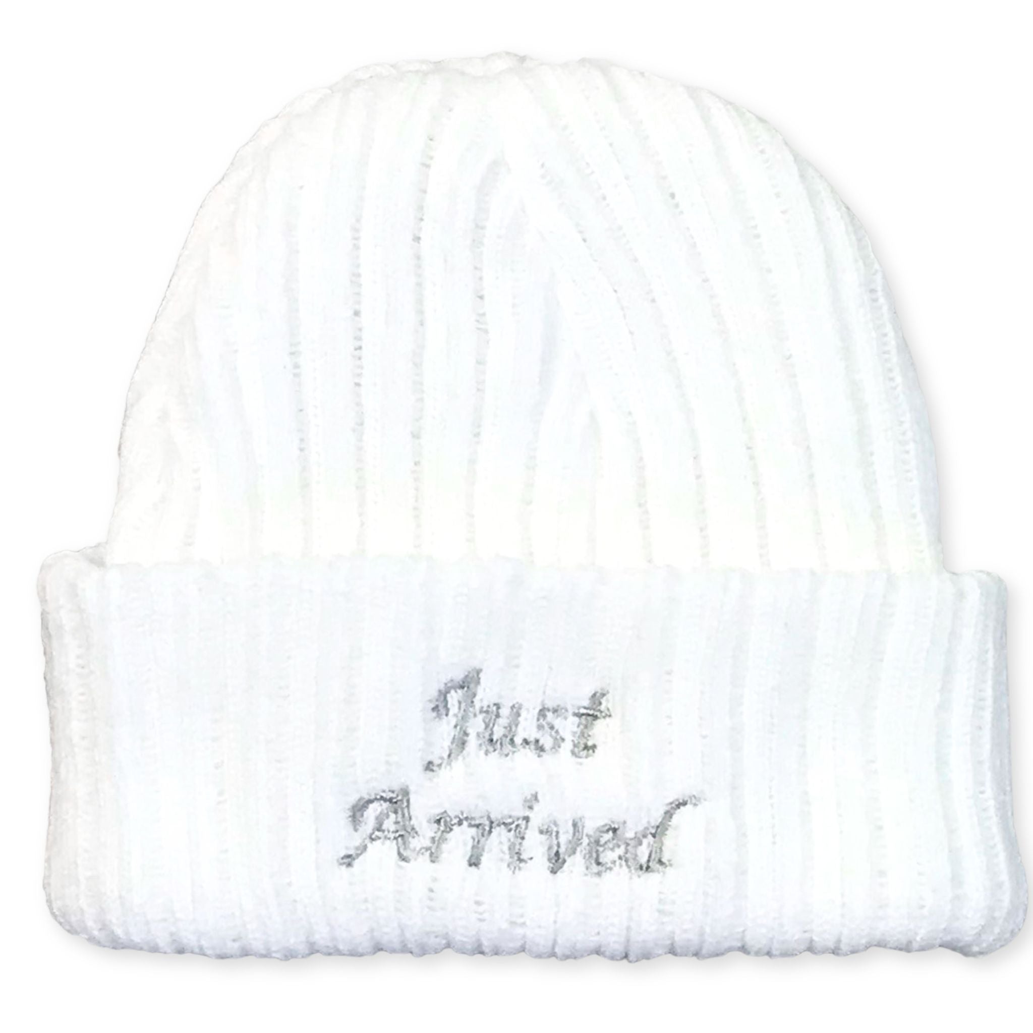 newborn baby knitted hat cap with just arrived embroidery gift baby shower