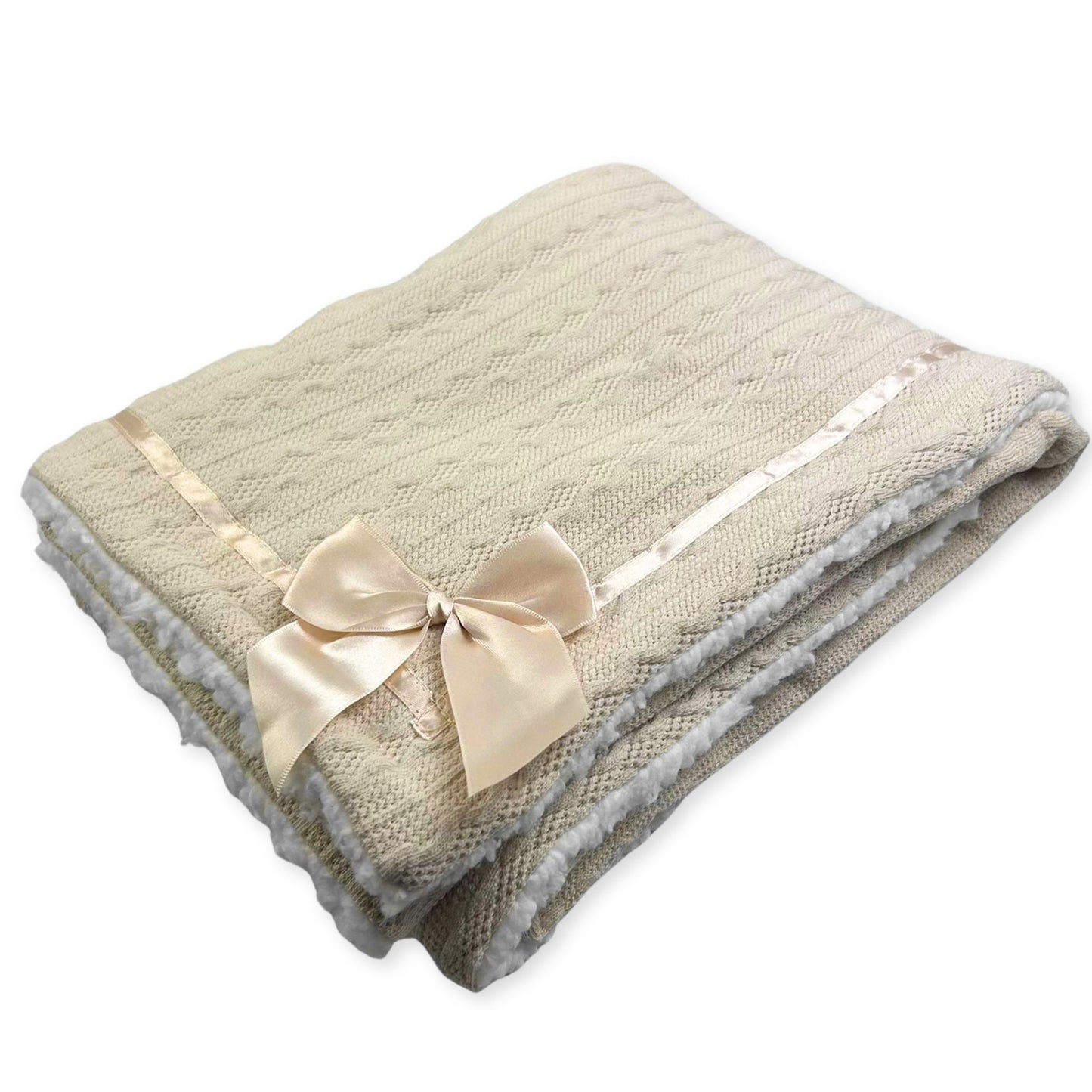 unisex knitted baby beige blanket