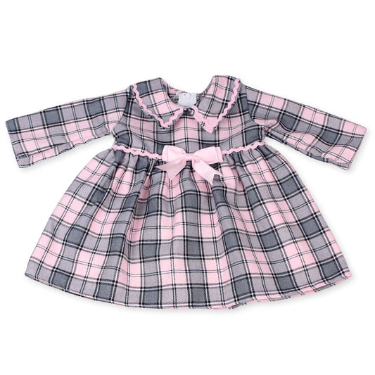 baby girls long sleeve pink tartan dress
