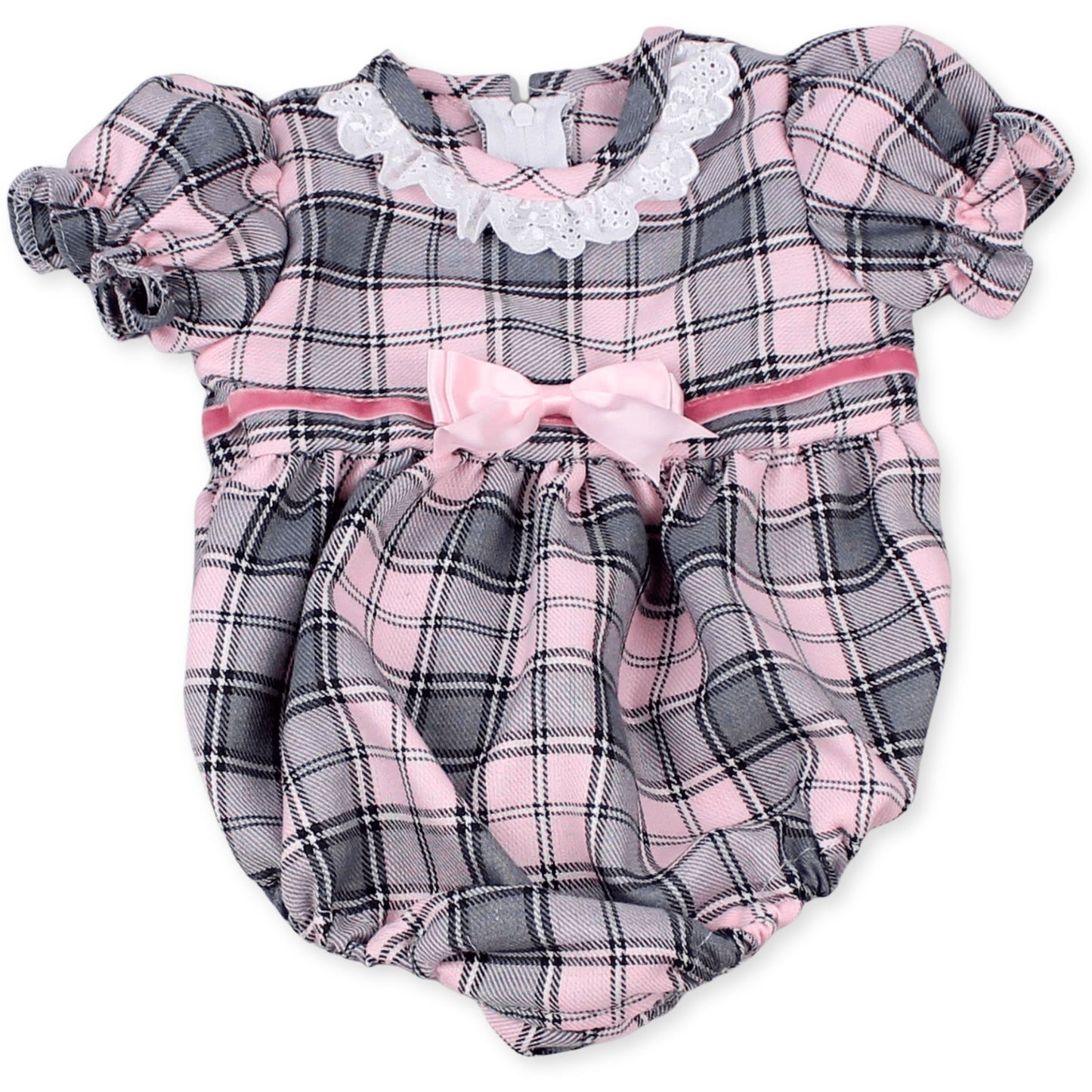 baby girls pink tartan romper