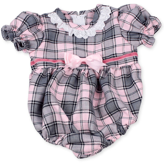 baby girls pink tartan romper