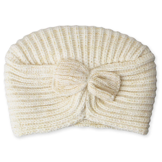 cream knitted turban hat