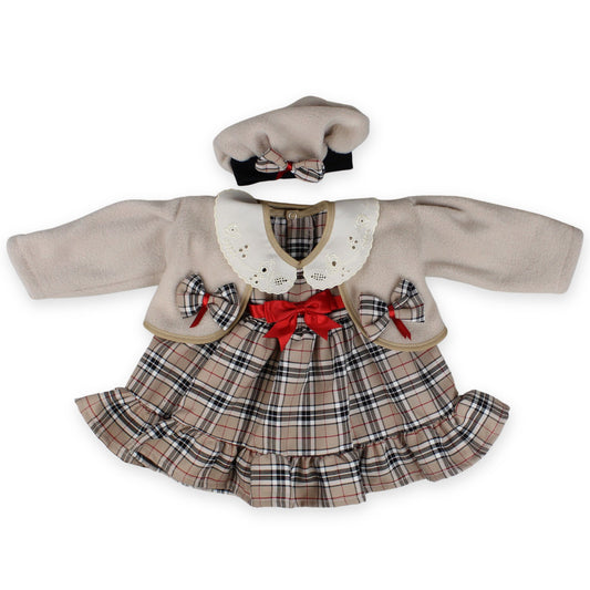 three piece beige tartan poutfit