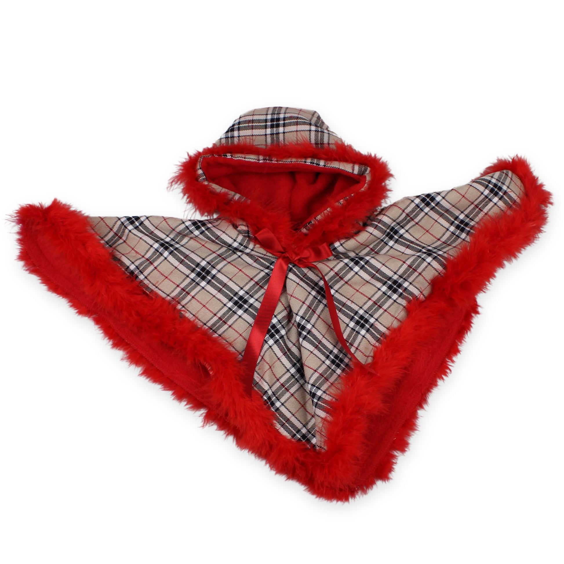 red beige tartan cape