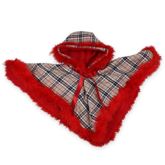 red beige tartan cape