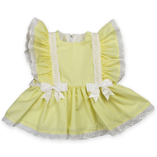 baby girls frilly sleeve lemon summer dress