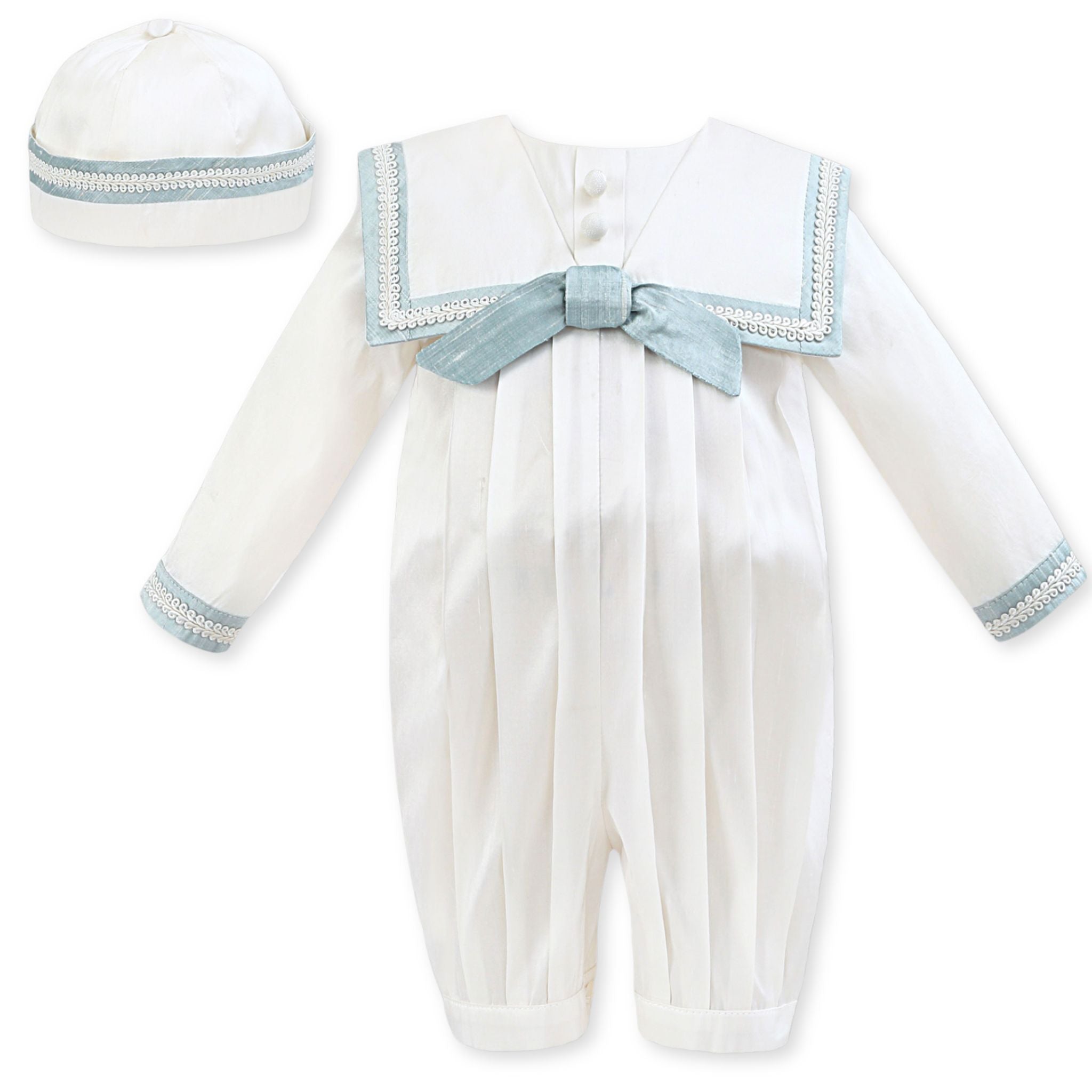 baby boys ivory and blue sarah louise christening outfit