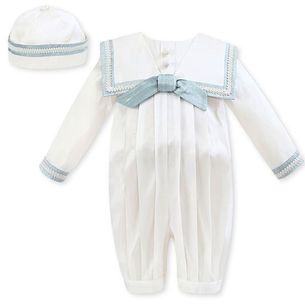baby boys ivory and blue sarah louise christening outfit
