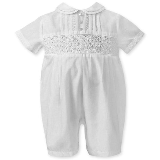baby boys christening romper white sarah louise