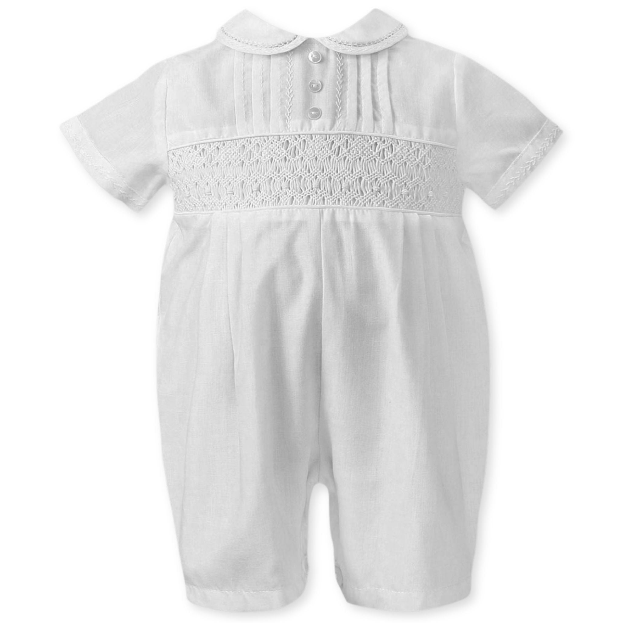 baby boys christening romper white sarah louise