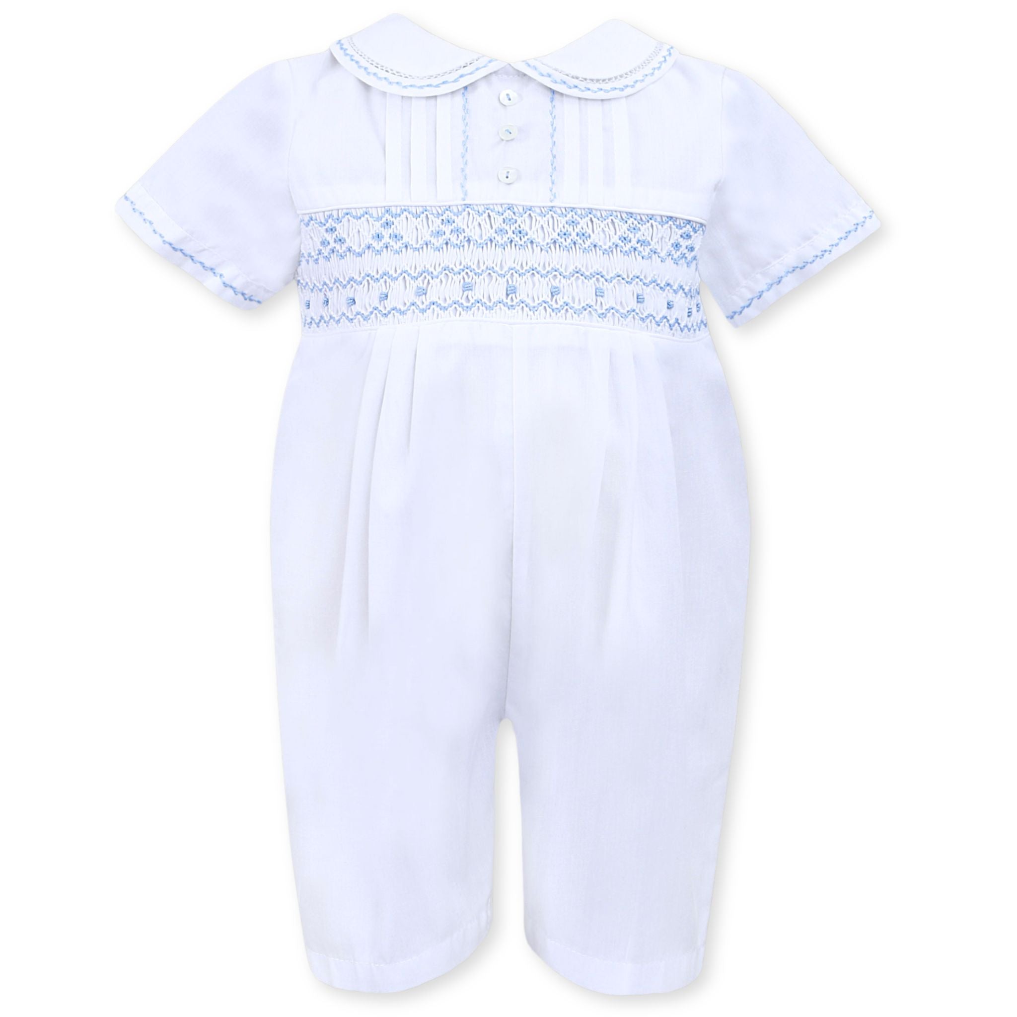 sarah louise white blue christening  outfit