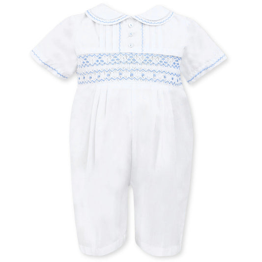 sarah louise white blue christening  outfit