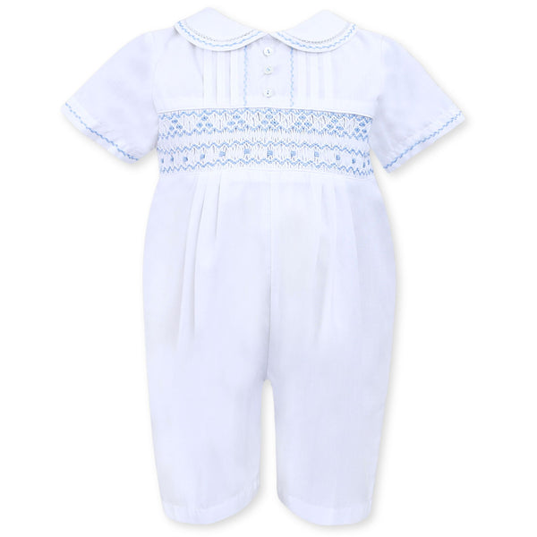 sarah louise white blue christening  outfit