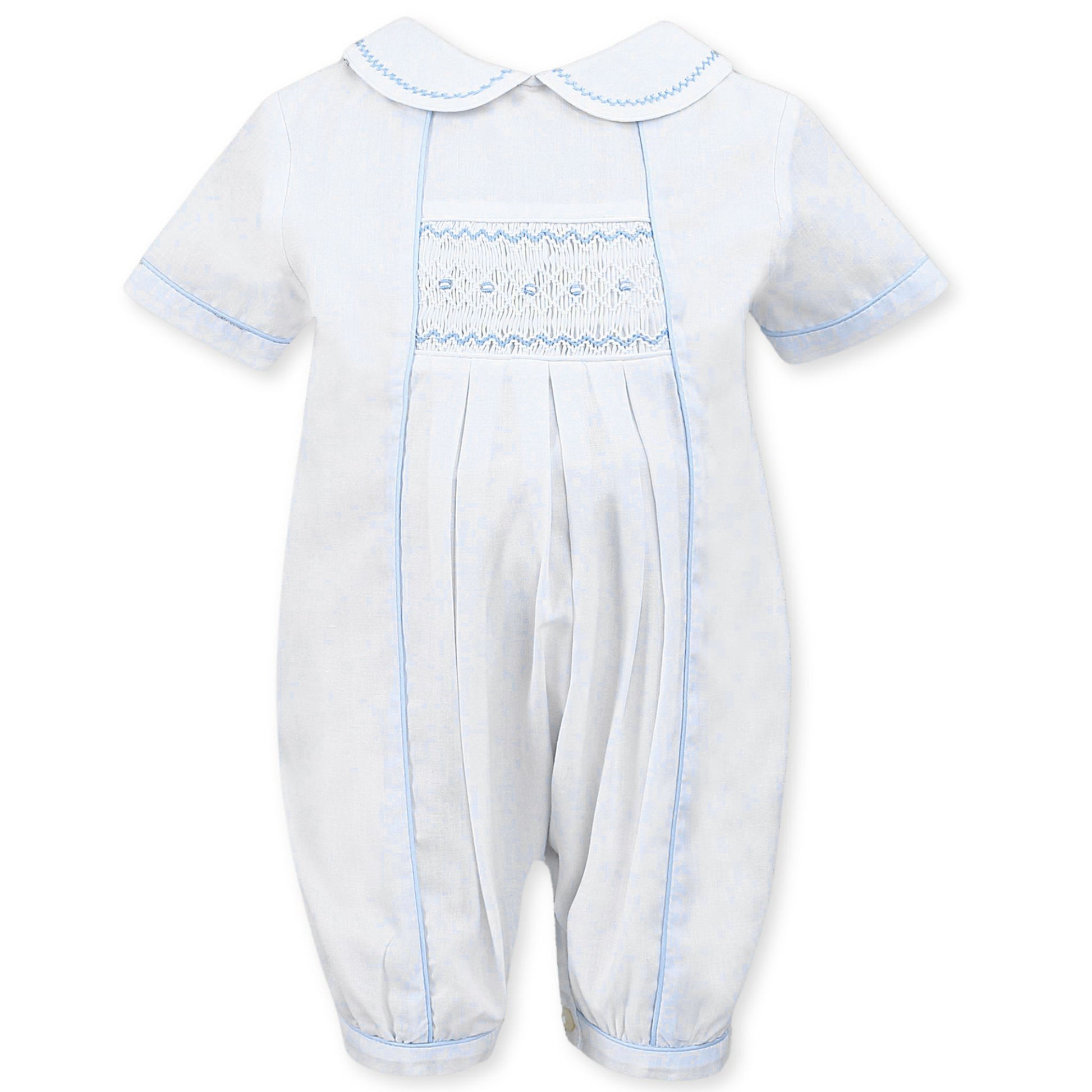 baby boys sarah louise white and blue romper