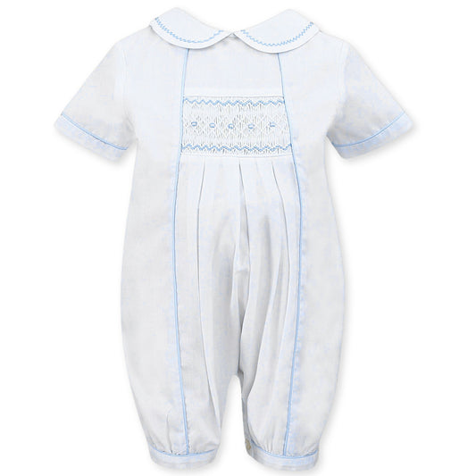 baby boys sarah louise white and blue romper