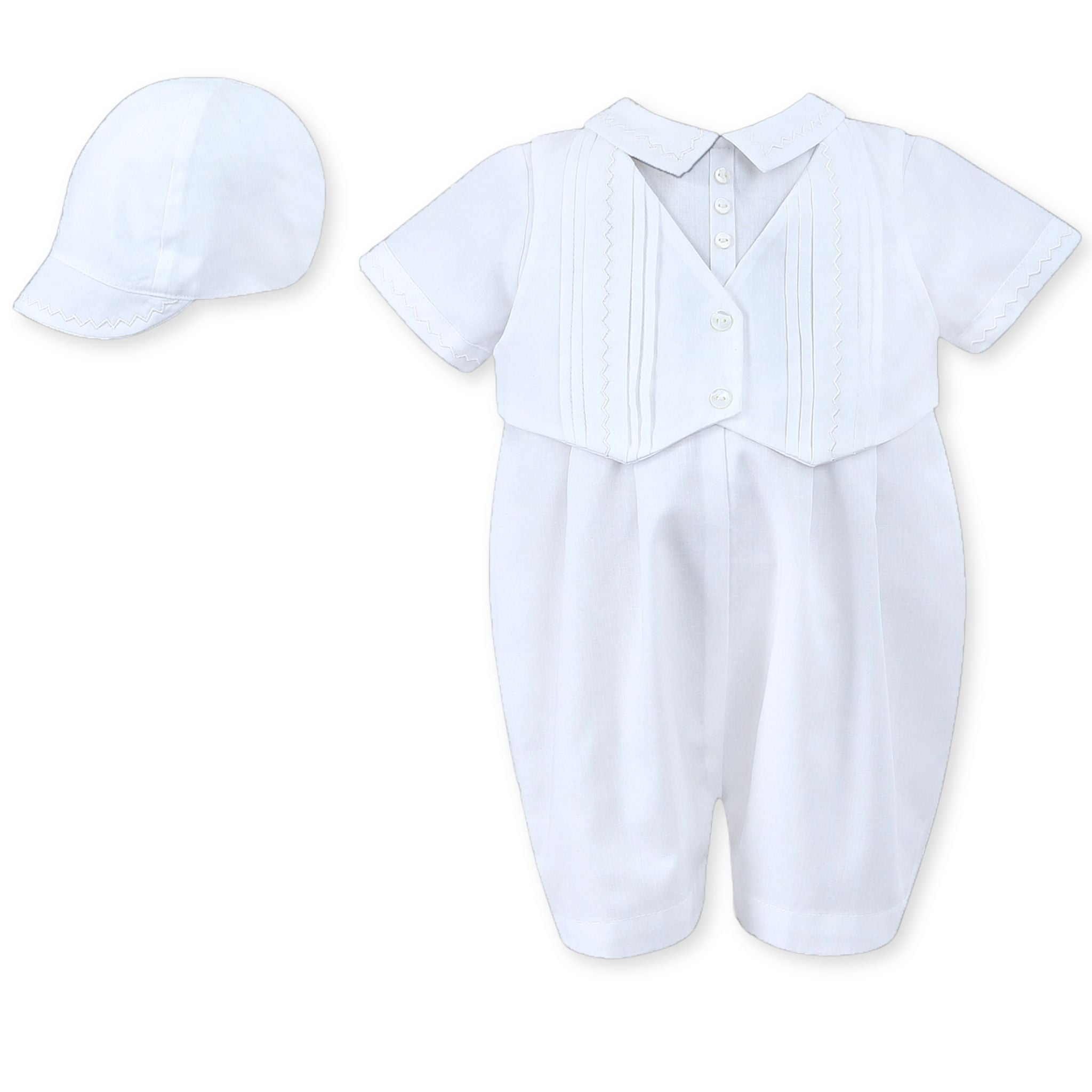 sarah louise boys christening romper with waistcoat
