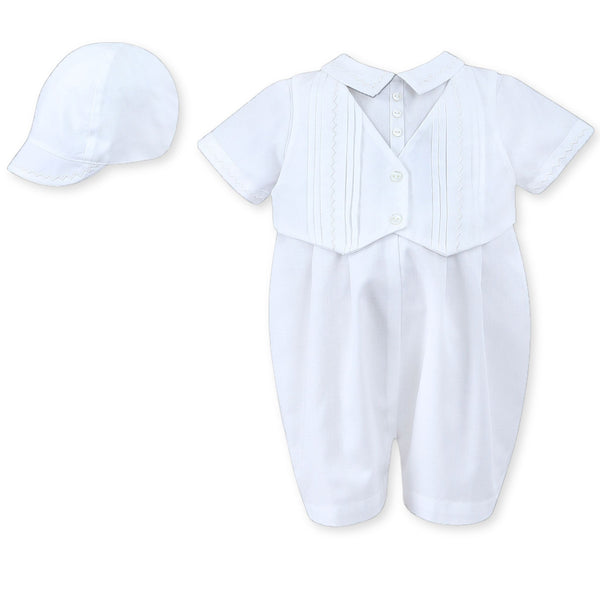 sarah louise boys christening romper with waistcoat