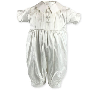 baby boys ivory christening romper
