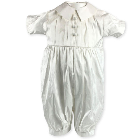 baby boys ivory christening romper