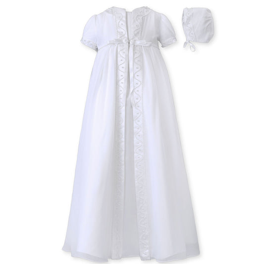 sarah louise baby girls white full legnth christening gown white