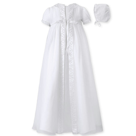 sarah louise baby girls white full legnth christening gown white