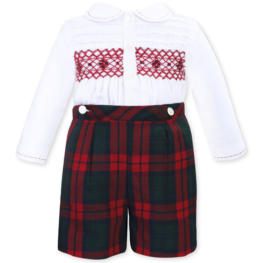 sarah louise boys outfit tartan shorts
