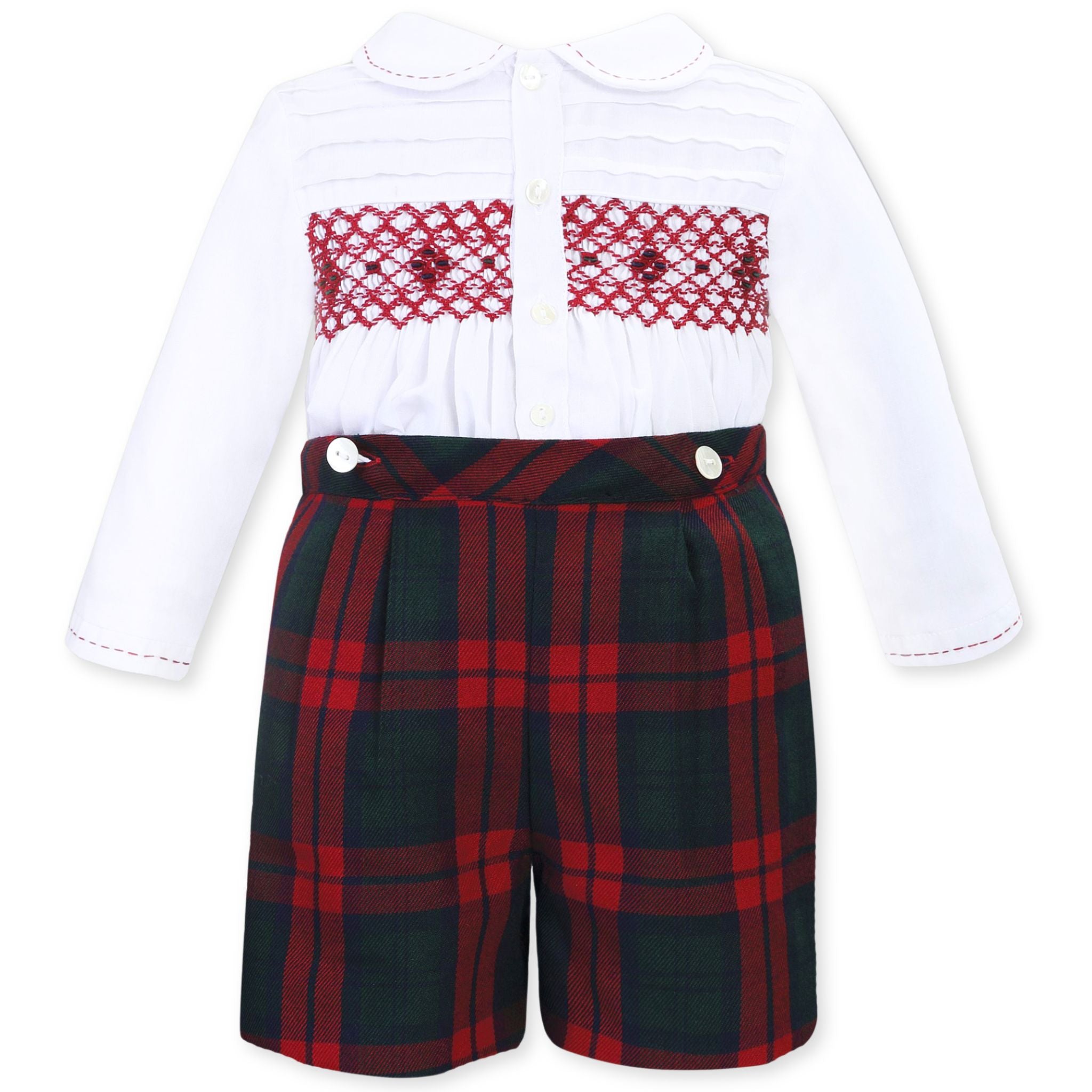 sarah louise boys outfit tartan shorts