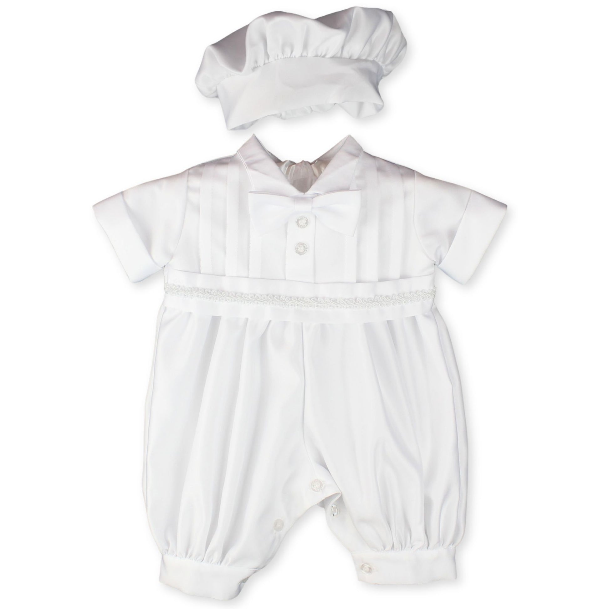 baby boys christening romper and hat christening outfit