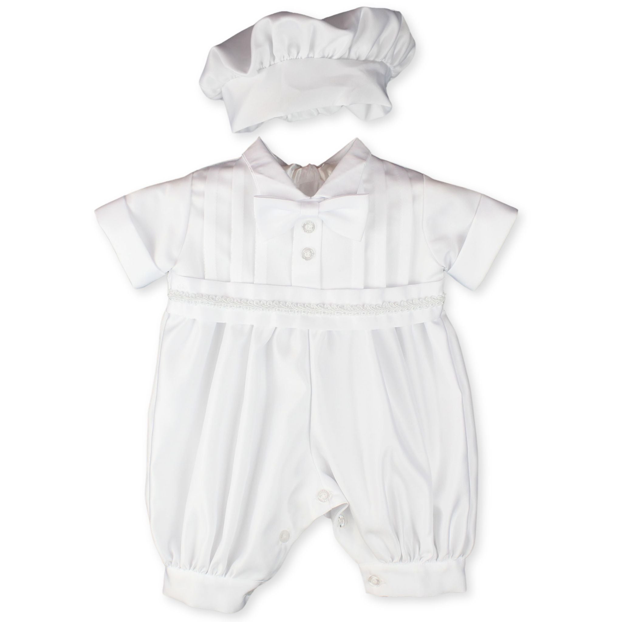 baby boys christening romper and hat christening outfit