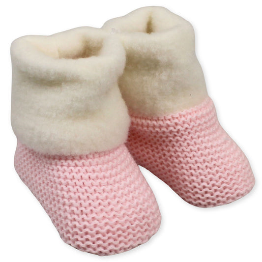 baby girls knitted pink booties