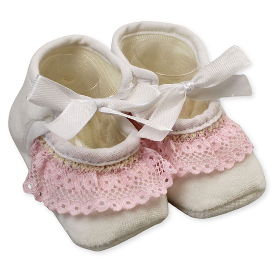 baby girls white and pink ballerina booties