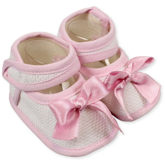 white pink baby girls booties