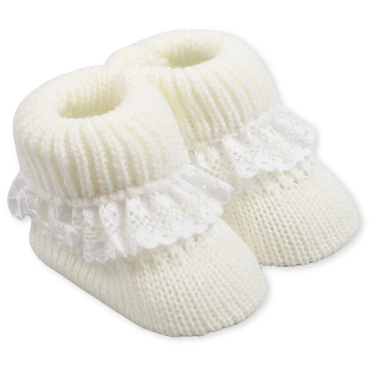 baby girls white knitted booties