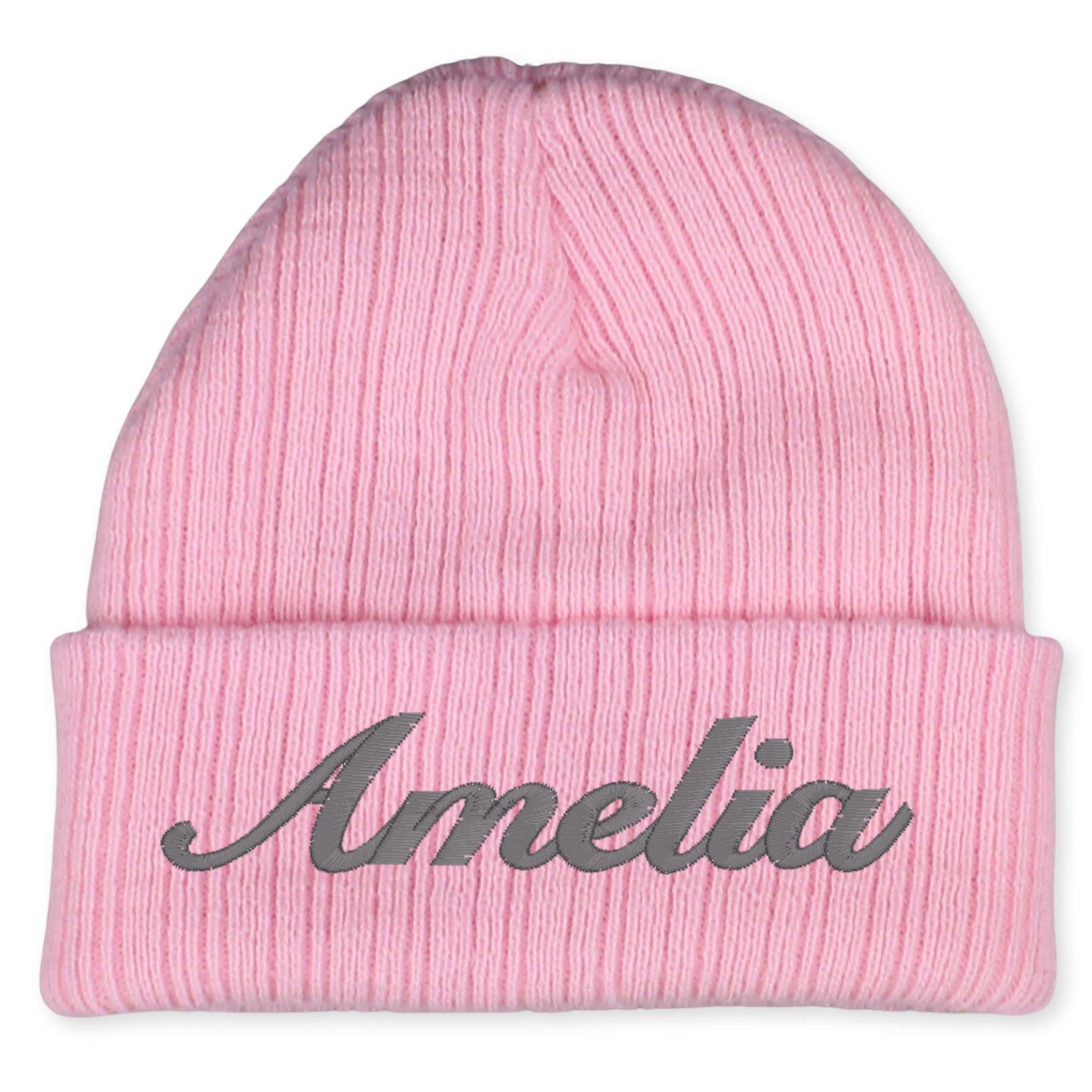 baby girl pink personalised beanie hat with name