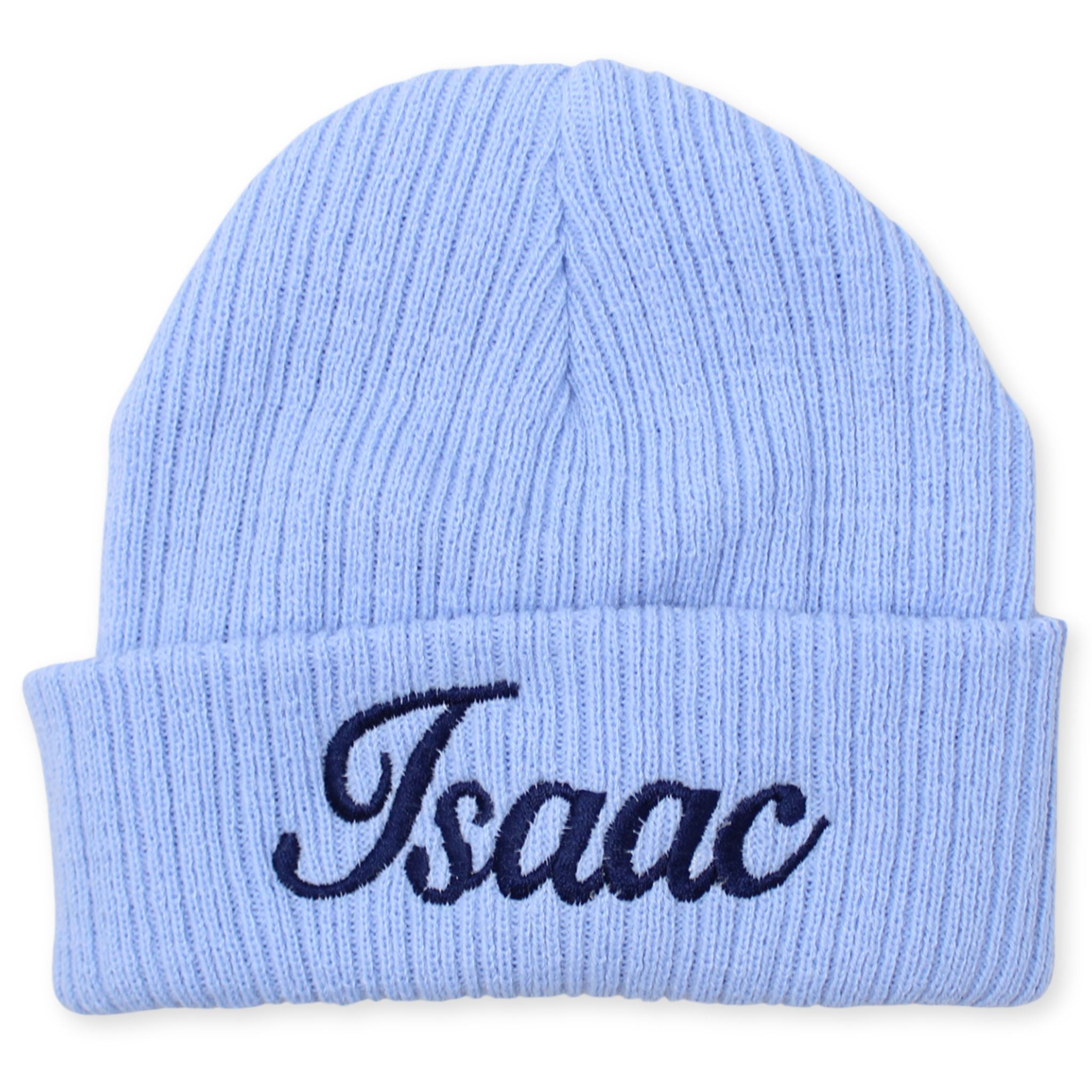 personalised baby boy blue beanie hat